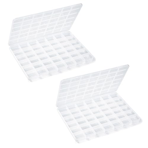 Image of 2pcs 42 Grids Plastic Bead Organizer Storage Containers | Bead Holder Organizer, Clear Storage Dividers Box, For Jewelry, Arts and Crafts