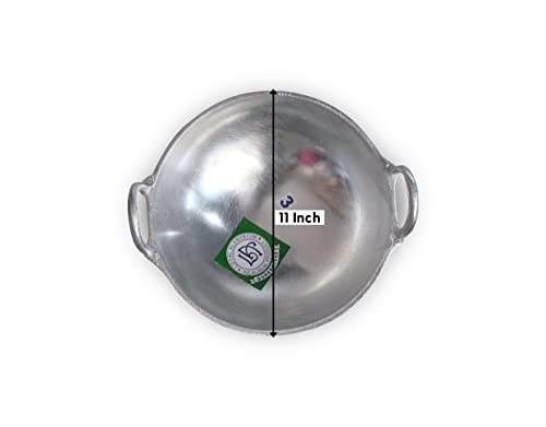Image of Cheenachatti Anodized Aluminium Intalium Deep Frying Pan | Heavy Base Round Bottom Cookware With Handle | Chatti Kadhai (11 Inch - #4)