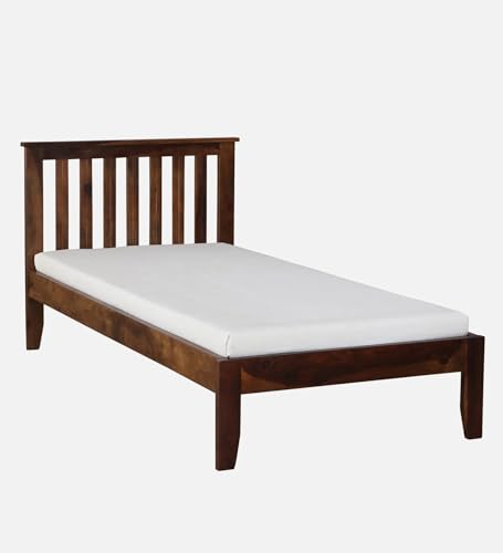 Image of BM WOOD FURNITURE Single Sheesham Wood Bed for Bedroom with 2 Years Warranty | Office Furniture | Living Room Cot |Daybed | Traditional Beds | Solid Wooden | Bedroom Furniture |Walnut Finish