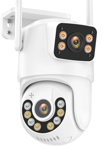 CSDASW Cámara IP for Exteriores, cámara CCTV de Seguridad 4K HD de 8MP, Pantalla Dual, detección Humana Ai, Seguimiento automático, videovigilancia(4MP NO Card)