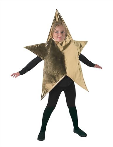 Rubies Disfraz Estrella Navidad Dorada para niñas y niños, Traje en Forma de Estrella, Color Dorado, Oficial Navidad, Funciones Escolares, Carnaval, Cosplay