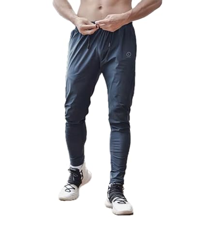 Pantalon de sport ajusté homme bleu marine avec poches latérales