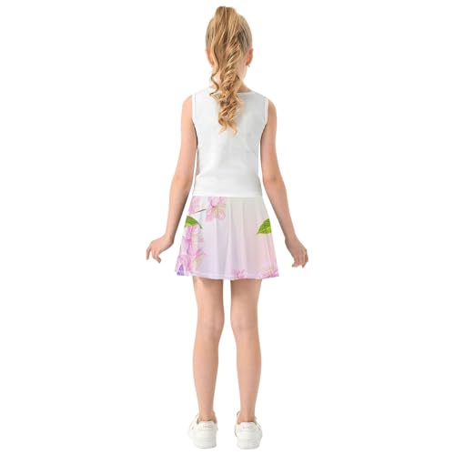 Tennis Skirts Kids Pink Cherry Blossom Flowers Athletic Shorts Girls Skorts Flowy Flowy Skirt 4t4