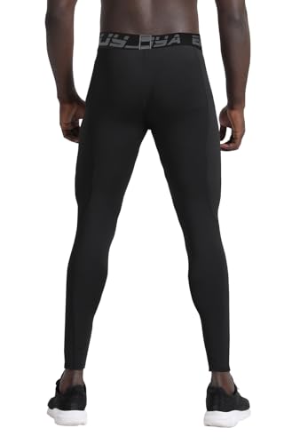 Image of BUYJYA 3 Pack Men's Compression Pants Running Tights Workout Leggings Athletic Cool Dry Yoga Gym Clothes Gift