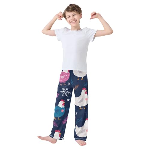 ZZXXB Chicken Spruce Branch Boys Long Pants Soft Trousers Elastic Waist Kids Lounge Bottoms with Pockets S-XL3