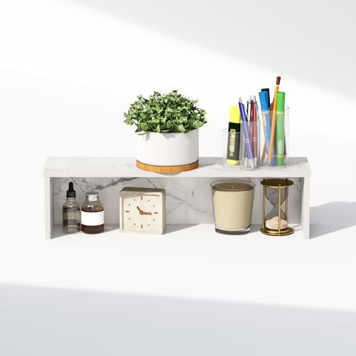 Image of Furinno Classic Desk Organizers and Accessories, 23-Inch Desk Organizer, Desktop Organizer, for Office Supplier, Office Desk Accessories, Marble White