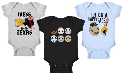 Image of Pop Threads Horror Masks Monster Scary Movie Halloween Spooky Baby Toddler Kids Girl Boy T-Shirt