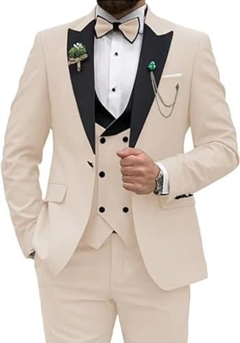 Men’s Suit Slim Fit 3 Piece Suit for Men One Button Blazer Jacket Vest Pants Mens Tuxedo Set for Wedding Dinner Prom2