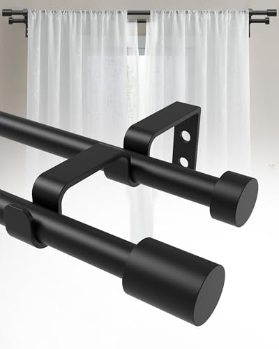 Double Curtain Rods for Windows 28-48 5/8 in Adjustable Double Curtain Rod
