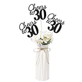 Gexolenu Cheers to 30, 10 Pack Double-Sided Black Glitter 30th Birthday Centerpieces for Tables, 30th Birthday Table Toppers Party Centerpiece Sticks Party Supplies