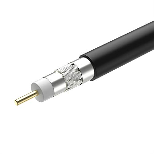 Coaxial Cable(50 Feet) Postta Triple Shielded Digital RG6 Antenna Cable with F-Male Connector Pin-Black - Thumbnail 2
