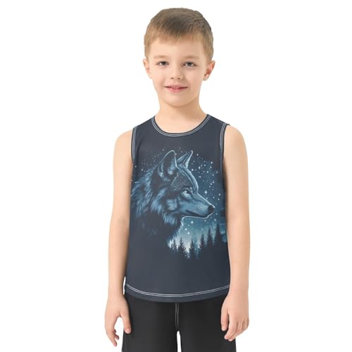 Boys Tank Top Shirts Forest Wolf Animal Sleeveless T-Shirts Crew Neck for Kids Clothing Children2