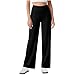 Kenvina Women's Dress Work Yoga Pants Business Casual Slacks Stretchy Wide Leg Trousers with Pockets High Waist Lounge Pants Black
