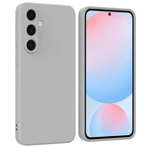 Image of Elzzi Microfiber Candy Case for Samsung S24 FE 5G Smooth Touch Cushion Liquid Soft Silicone Gel Rubber Phone Cases Non-Slip Full Body Protective Shockproof Back Cover - Titanium