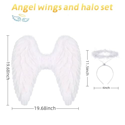 Angel Wings and Halo for Adult Feather Angel Wings Costume for Women Halloween Cosplay