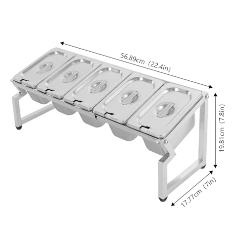 Station de garniture pour pizza en acier inoxydable robuste à 8 compartiments - 3