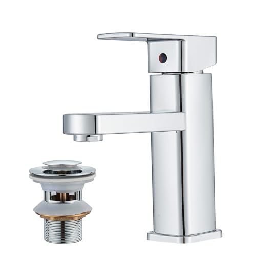 Basin Mixer Taps with Pop Up Waste Slotted Bathroom Sink Tap