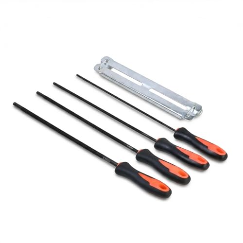4 Pièces Kit Affutage Chaine Tronconneuse Avec Porte-Documents, Lime Tronconneuse (3,2 mm, 4,0 mm, 4,8 mm, 5,5 mm) Avec Poignée Ergonomique, Aiguiseur Chaine...