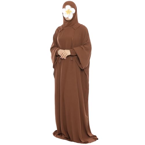 khalat Muslim Prayer Dress Abaya Solid One-Piece Hoodie Abaya Dress for Women Long Maxi Dress Islamic Dubai Jilbab