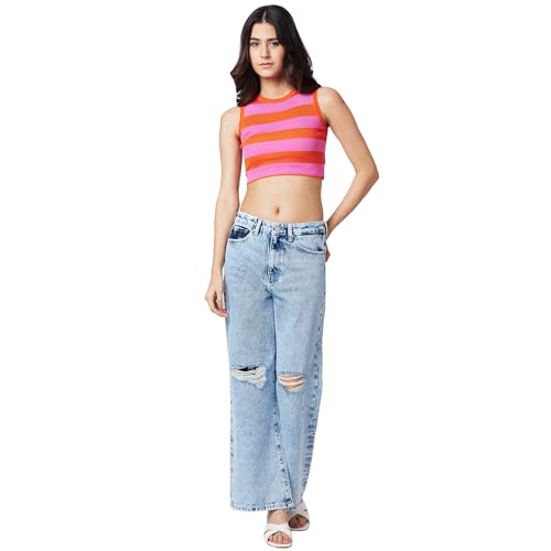 Image of Spykar High Rise Wide-Leg Loose Fit Jeans for Women