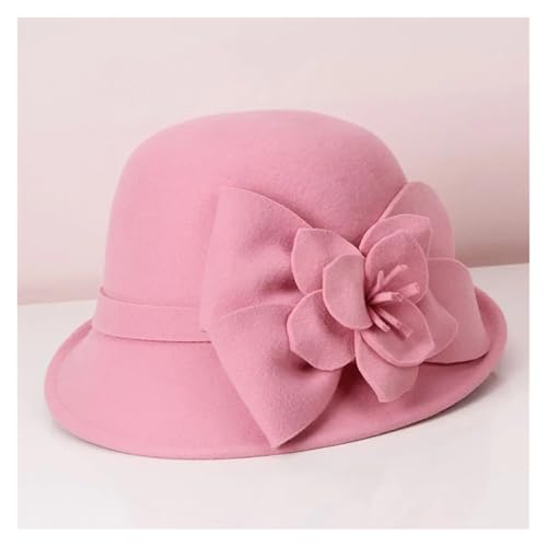 Chapeau melon pour femmes rétro avec fleur 3D - 2