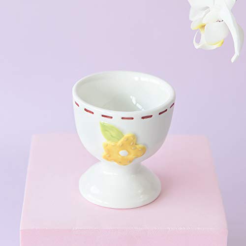 Eierbecher aus Keramik für weich oder hart gekochte Eierhalter – Set mit 2 Eierhaltern für Frühstück, Brunch, Küchengeschirr, Osterhase und Blumen-Eierbecher für Frühling, Zuhause, Party, Geschirr, – Bild 6
