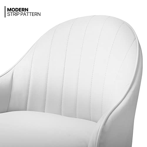 Monibloom Pu Leather Bar Stools Set Of 2 Modern Shell Back Lift Stools Swivel With Back And Arms Barstools With Chrome Bas For Home Kitchen Chairs, White #TOP3