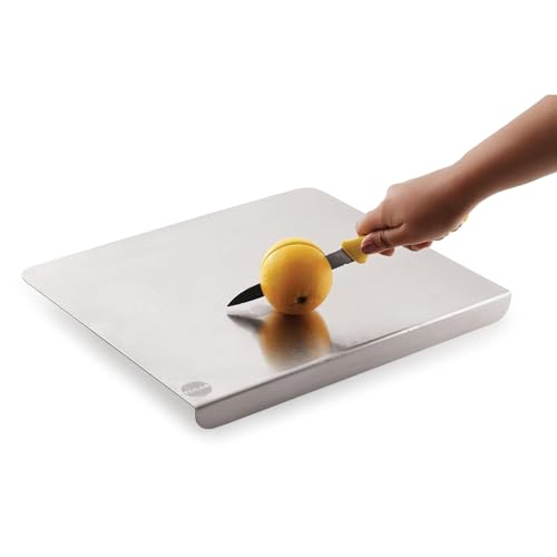 Image of Tosaa (DP101B) Stainless Steel Chopping Board Vegetable,Fruit Cutting, Kneeding, Cake Prep, Heavy Duty Chopping-Board - 1.5MM