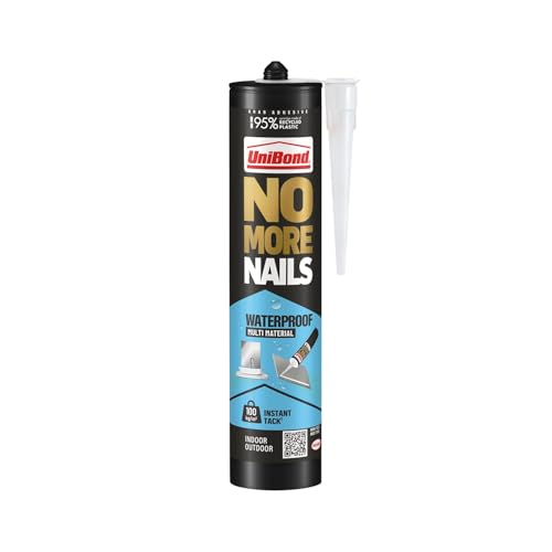 Unibond No More Nails Waterproof Instant Grab Mounting Adhesive Glue 280ml Cartridge Strong Heavy Duty Fixing for Indoor and Outdoor Surfaces Multi-Surface Bonding