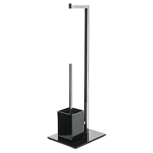 Portarrollos con escobilla Minimalista Negro de Metal para Cuarto de baño Basic - LOLAhome