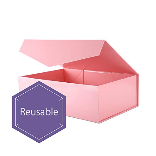 Packhome Gift Box 13.5X9X4.1 Inches, Large Gift Box With Lid, Bridesmaid Proposal Box, Sturdy Gift Box, Collapsible Gift Box With Magnetic Closure (Glossy Pink) #TOP2