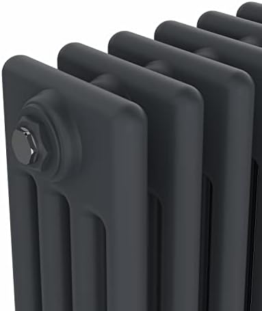 Warmehaus Traditional Cast Iron Style Anthracite 4 Column Horizontal Radiator 600x1010mm Central Heating Space Saving Radiators