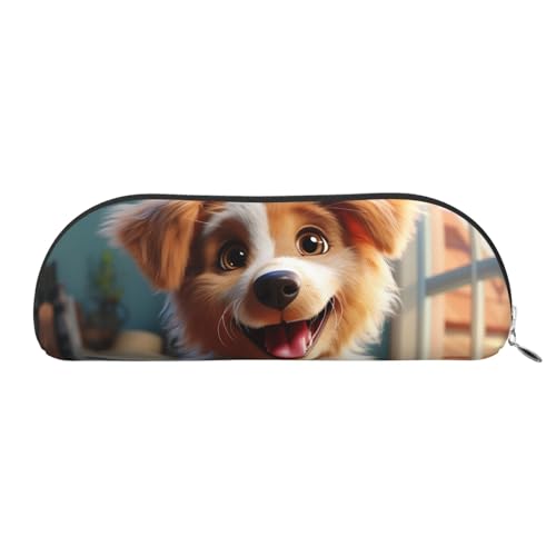 FZQVSLCM 筆箱 レザー ペンバッグ 旅行 メイクバッグ かわいい 犬 トイレタリーバッグ ポータブル コスメバッグ 小銭入れ, シルバー, One Size