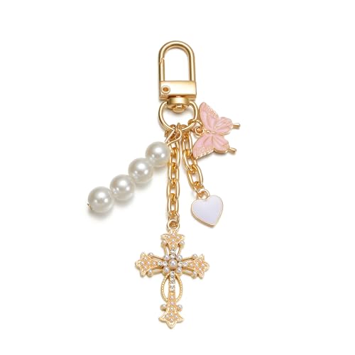 wavaiov Cross Keychain Heart Butterfly Bag Charm Key...