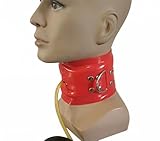 Sexy Women Men Inflatable Latex Gummi Collar Neck Corset Rubber Choker Handmade Clothing (Red, XL)