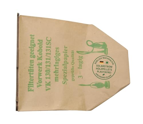 LeaBen 20 Staubsaugerbeutel kompatibel mit Vorwerk Kobold 130, 131 und SC-Modelle, CO₂ und Plastikfreie Verpackung