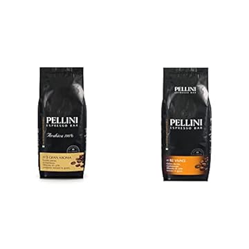 Pellini Caffè in grani Espresso Gusto Bar N. 3 gran Aroma, 1 Confezione da 1 kg & Caffè in grani Pellini Espresso Bar N.82 Vivace, 1 kg