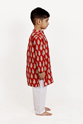 Image of Baby Boys Ethnic Wear | Handloom Cotton Kurta Pajama Set for Festivals | Comfortable & Stylish Traditional Kids Kurta Pyjama Set