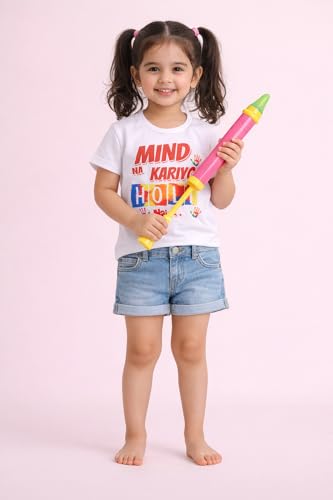 Image of The Magic Wand Kids Holi Festival Theme Printed T-Shirts, Girls Top, Boys Kurta Multicolored for Kids Baby Boys and Girls, Traditional Indian Wear Dress for Holi