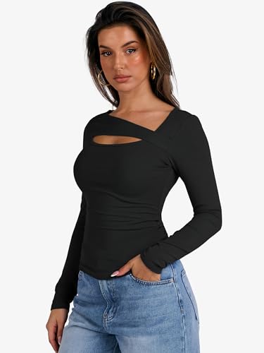 ANRABESS Womens Cutout Tops Trendy Sexy Long Sleeve Shirts Ribbed Slim Fit Tee 2025 Fall Fashion Going Out Tshirts Clothes3