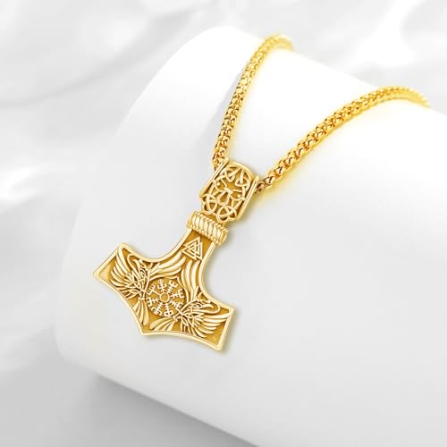 Viking Mjolnir Thors Hammer Necklace Norse Thor Talisman Amulet Pendant 925 Sterling Silver 18k Gold Plated Viking Jewelry Gifts for Men Women3