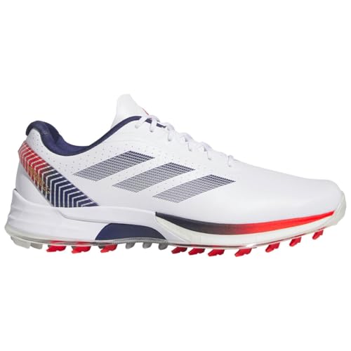 adidas Golf Mens Adizero ZG Shoes - White/Dark Blue/Red - UK 9