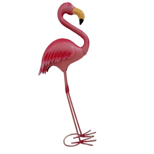 GMBYLBY Statue de flamant rose fabriquée à la main en fer, décoration extérieure inoxydable...