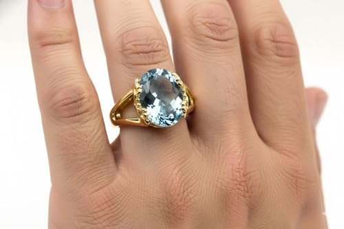 Image of 55Carat Choose Your Color Genuine Stone Ring 18K Gold Plated Oval Handmade Jewellery for Gift Sizes 4-13