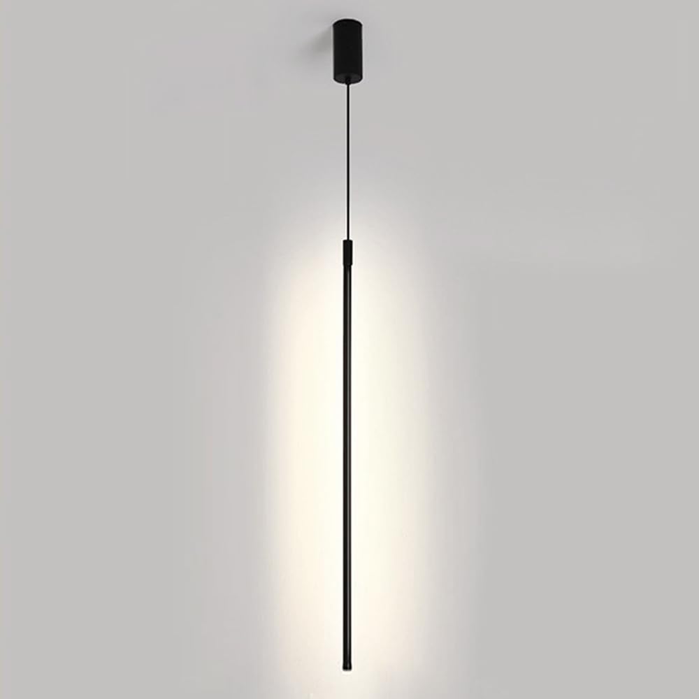 Granestner Minimalist LED Linear Pendant Light Fixture - Adjustable Black Metal Chandelier for Kitchen, Dining Room, Living Room, and Bedroom(Natural White,100cm)