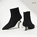 IDIFU Black Ankle Boots for Women Low Short Kitten Heel Booties Detachable Metal Strap Zipper Closed Pointed Toe Fall Ladies Booties Cute Trendy Stylish Fashion Dressy Boots(Black Suede, 7)