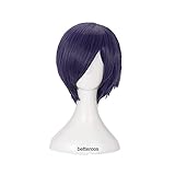 ydound Cosplay Wig Tokyo Ghoul Touka Kirishima Cosplay Wig Kirishima Toka Short Purple Heat Resistant Synthetic Hair Wig + Wig Cap for Coser