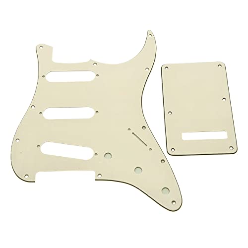 Dopro 11 Hole Strat SSS Pickguard ST Back Plate Trem Cover for USA/Mexican FD Strat Aged White 3 Ply