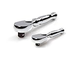 TEKTON 1/4, 3/8 Inch Drive Stubby Ratchet Set (2-Piece) | SRH91006