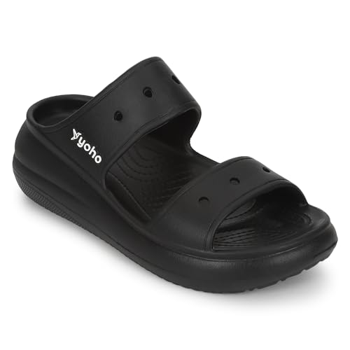 Image of YOHO Double Strap Clog Sandals for Women | Waterproof Monsoon Footwear & Rainy Shoes | Cushioned Lightweight Chappal